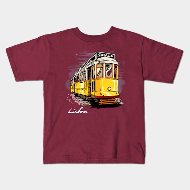 Lisbon - Graça Tram Kids T-Shirt by GoshWow 